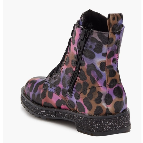 MIA Giuletta Combat Glitter Sole Boots Multicolor Leopard Size 5 - Picture 2 of 8